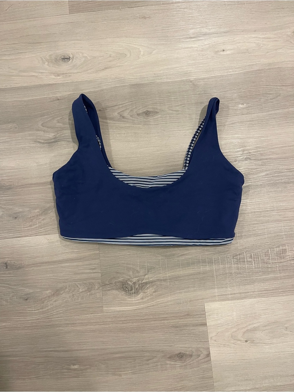 Abercrombie & Fitch Navy Scoop Bralette with Striped Lining